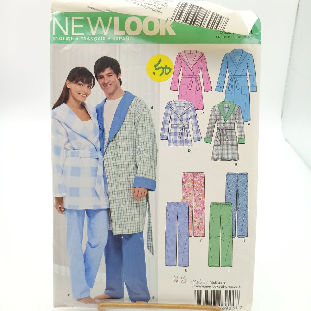 New Look Unisex Pajamas & Robe Sewing Pattern 6324 Sizes XS-XL 2009